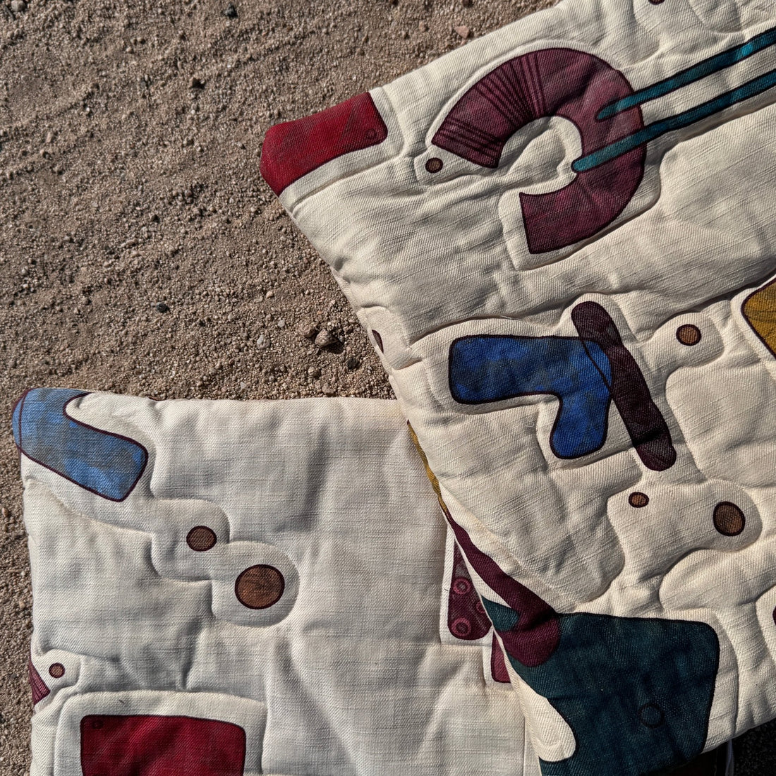 Deadstock Vintage Silkscreened Graphic Quilted Throw Pillow Set - Monte Visión