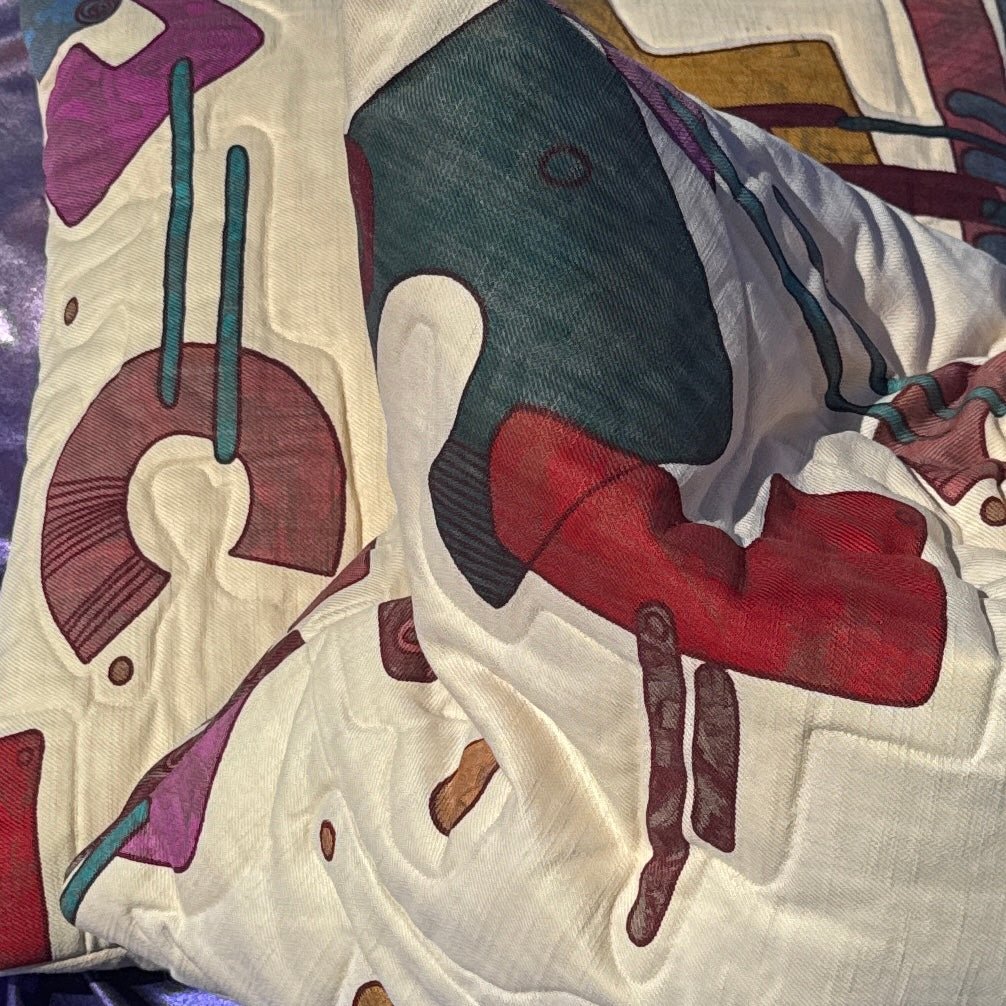 Deadstock Vintage Silkscreened Graphic Quilted Throw Pillow Set - Monte Visión