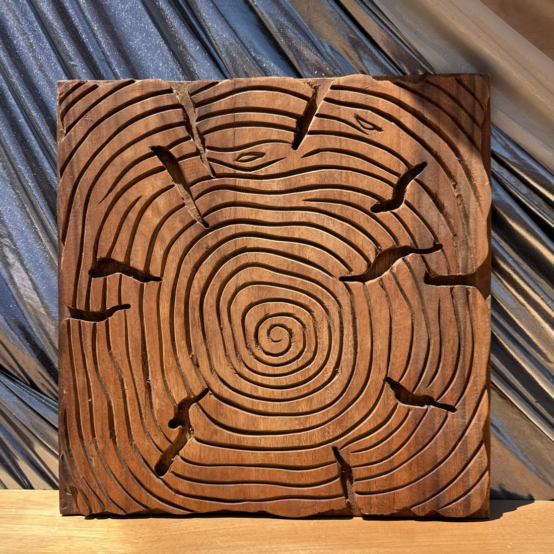 Vintage Carved Wood Spiral Wall Art Plaque - Monte Visión