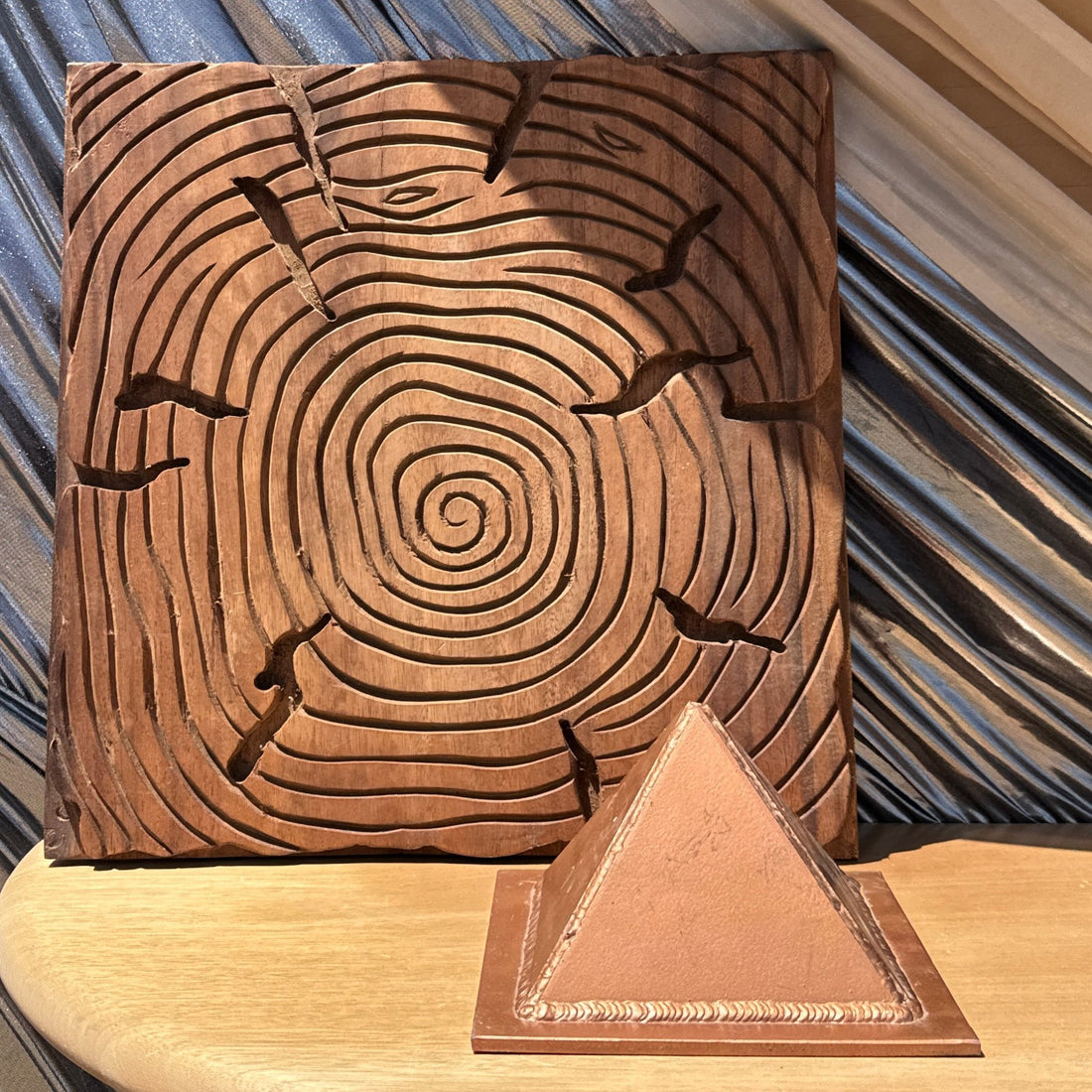 Vintage Carved Wood Spiral Wall Art Plaque - Monte Visión