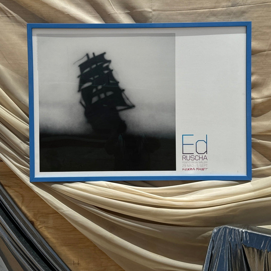 Vintage Framed Ed Ruscha Sweden Moderna Museet Exhibition Poster - Monte Visión