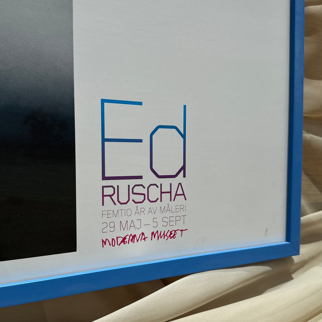 Vintage Framed Ed Ruscha Sweden Moderna Museet Exhibition Poster - Monte Visión