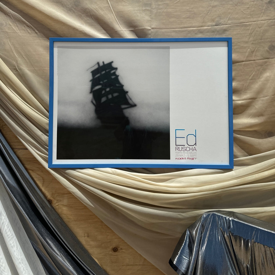Vintage Framed Ed Ruscha Sweden Moderna Museet Exhibition Poster - Monte Visión