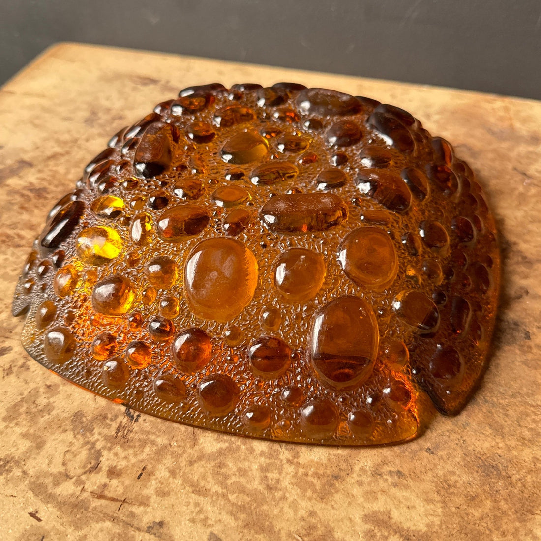 1970's Bubble Glass Large Burnt Orange Ashtray - Monte Visión