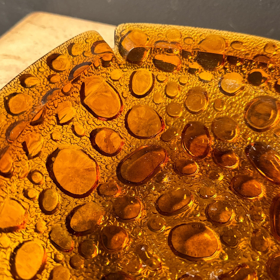 1970's Bubble Glass Large Burnt Orange Ashtray - Monte Visión