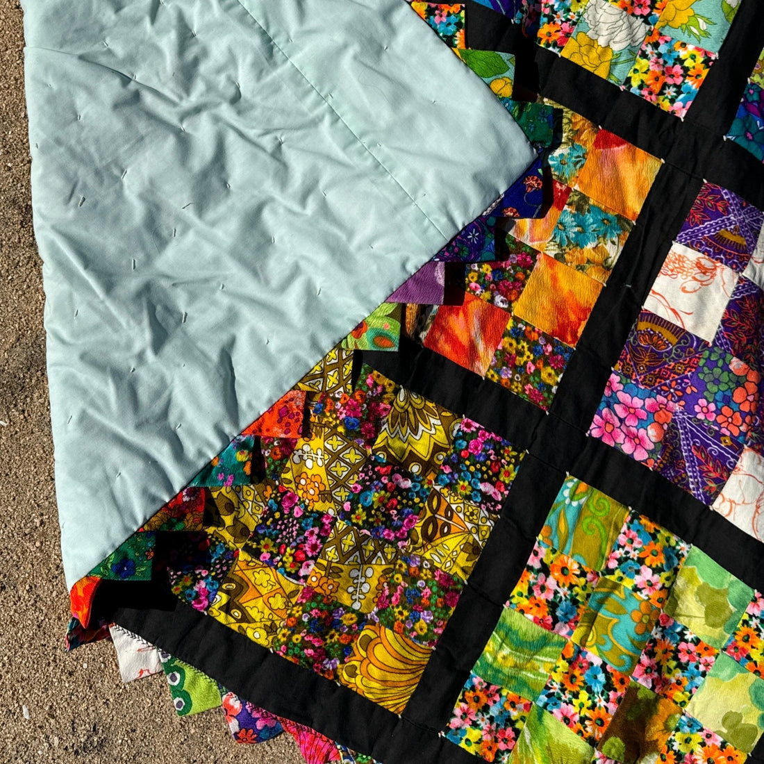1970's Patchwork Neon Grid Quilt - Monte Visión