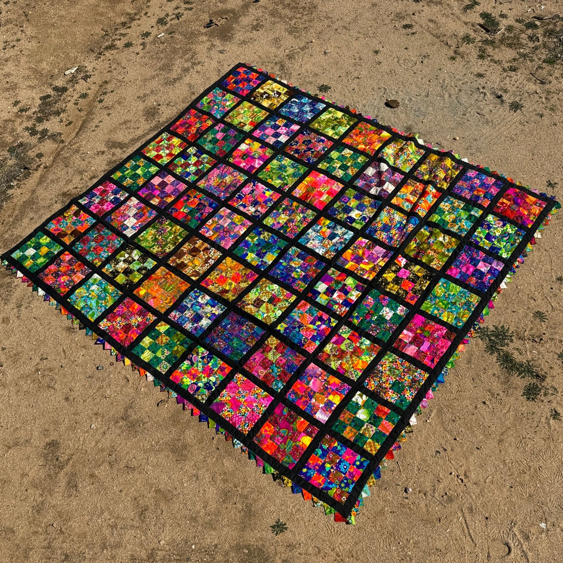 1970's Patchwork Neon Grid Quilt - Monte Visión