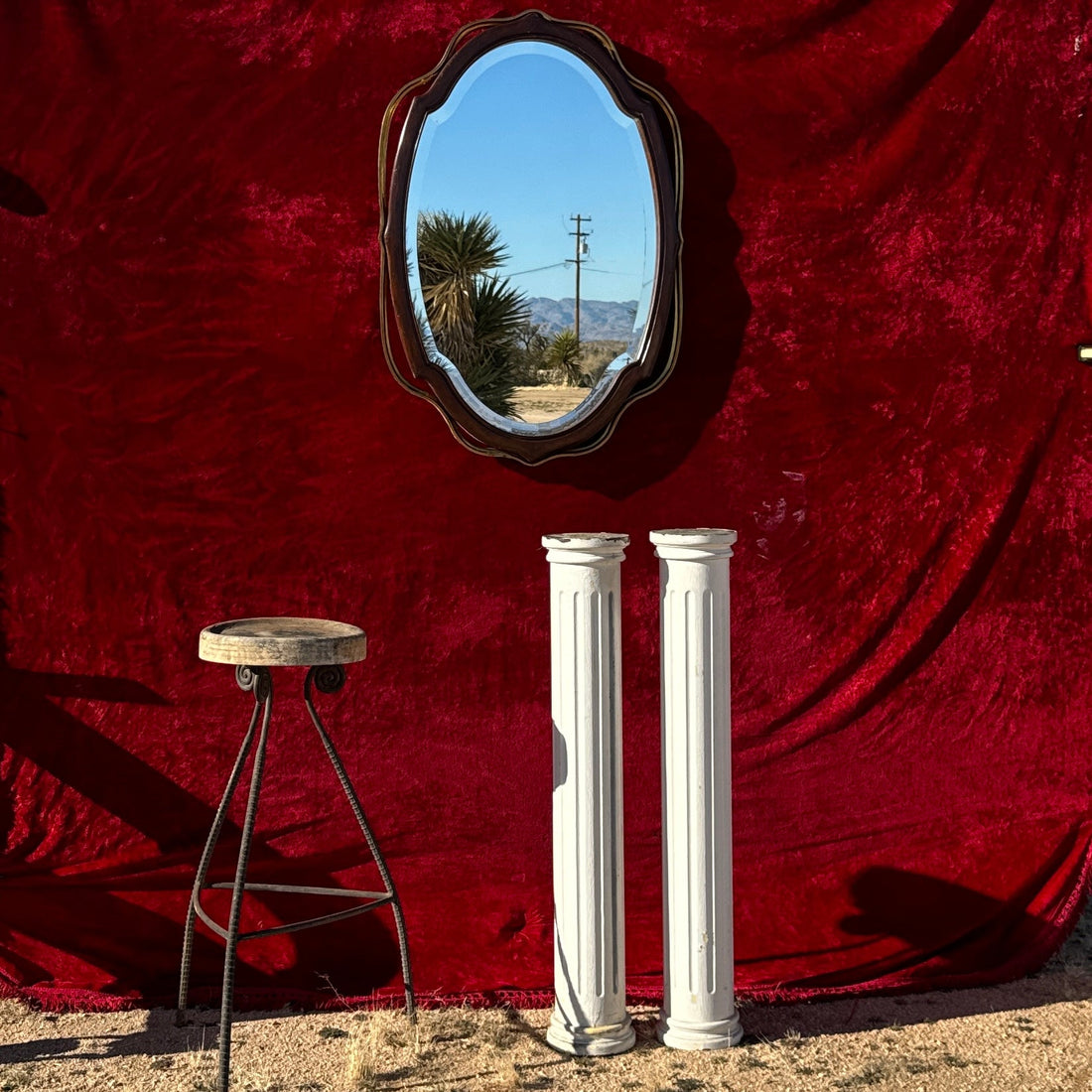 1990's Maitland-Smith Wood & Brass Beveled Wall Mirror - Monte Visión