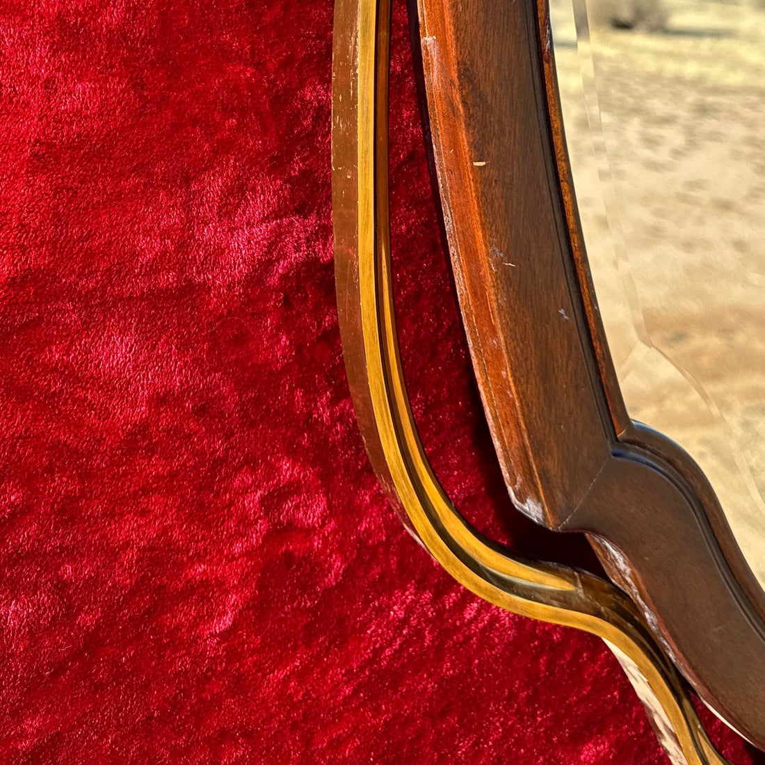 1990's Maitland-Smith Wood & Brass Beveled Wall Mirror - Monte Visión