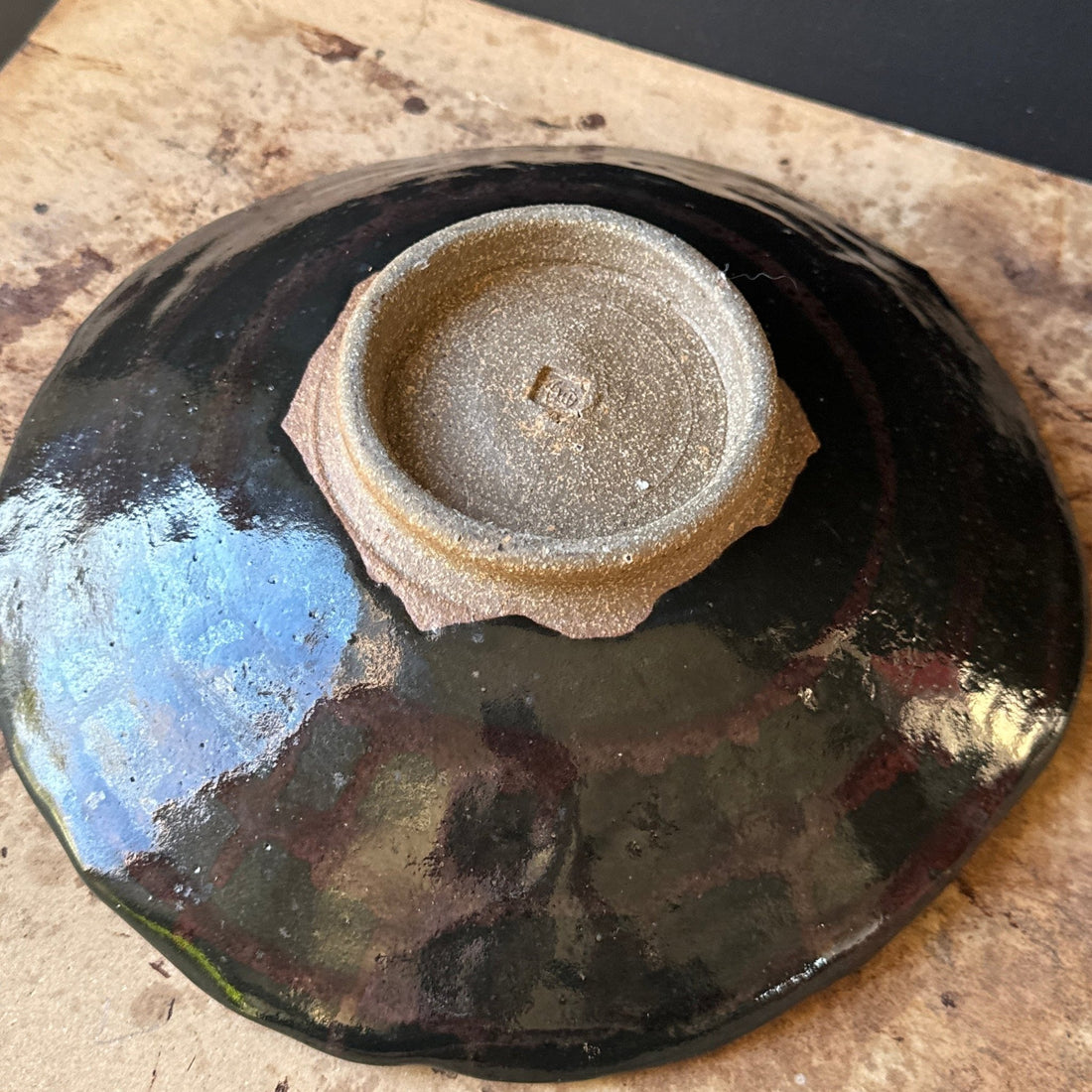 Artist-Made Concentric Circle Black & Brown Fruit Bowl or Catchall - Monte Visión