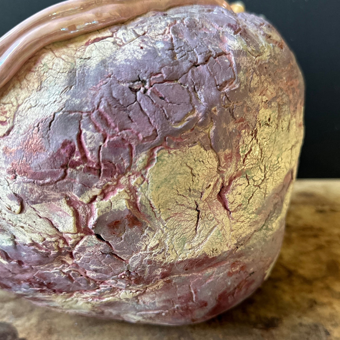 Artist-Made Free-Form Irredescent Purple Vesell With Shells - Monte Visión