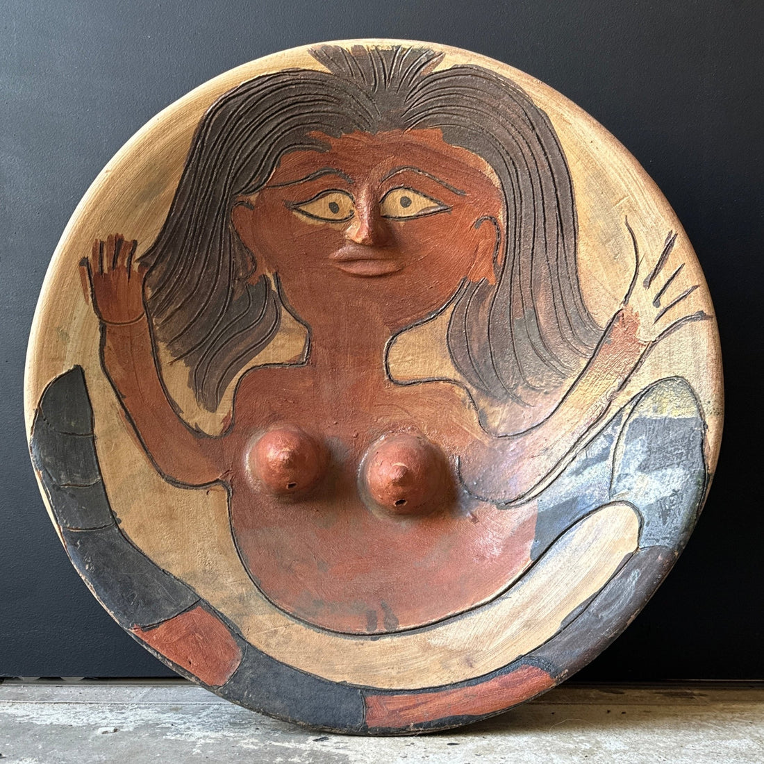 Early Dolores Porras Oversized Oaxacan Pottery Mermaid Bowl - Monte Visión