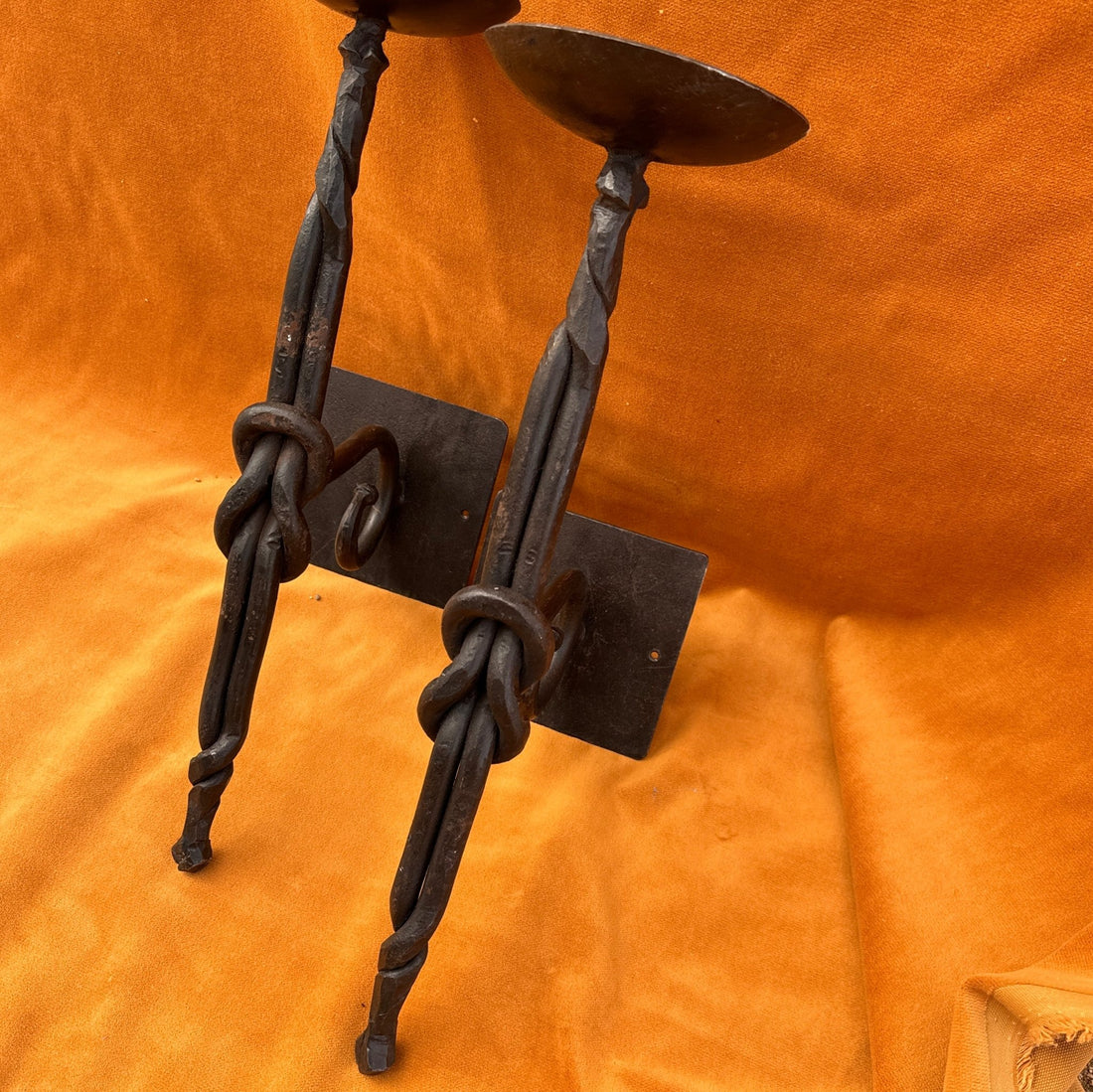 Oversized Hand-Made Wrough Iron Knot Candle Wall Sconces- Set of 2 - Monte Visión