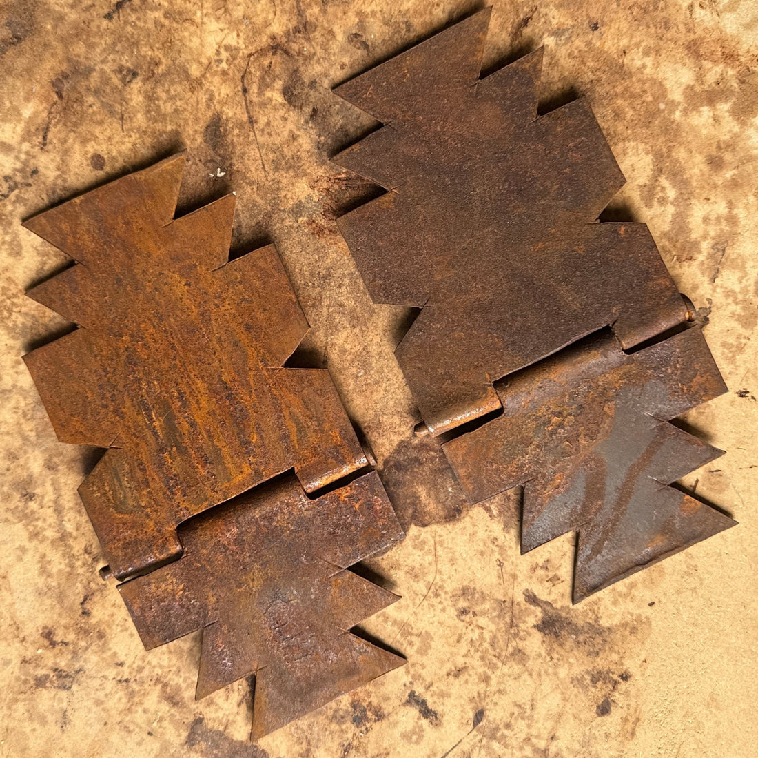 Oversized Torch-Cut Rusted Steel Southwest Hinges- 12 Available - Monte Visión