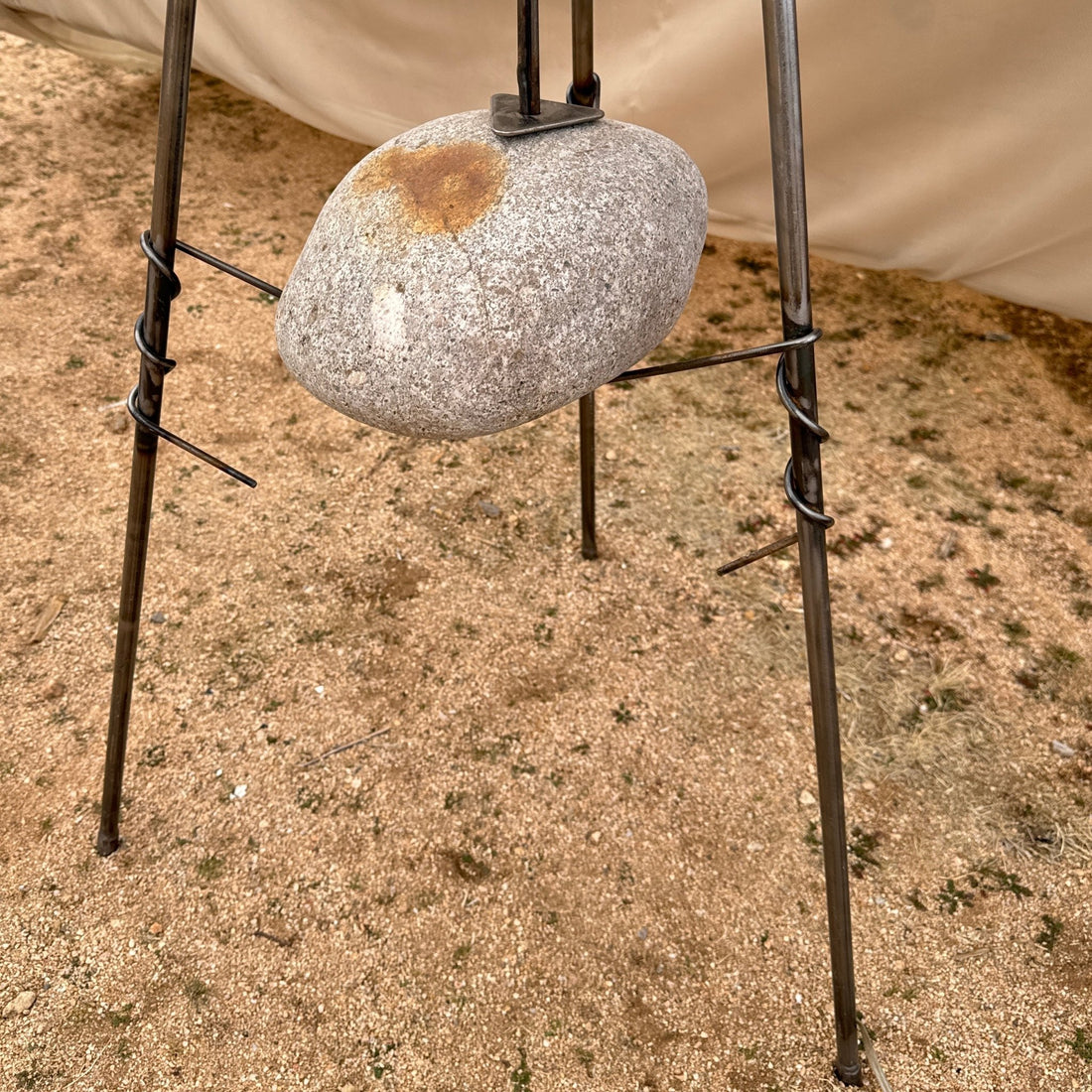 Postmodern Artist-Made Stone & Steel Floor Lamp - Monte Visión