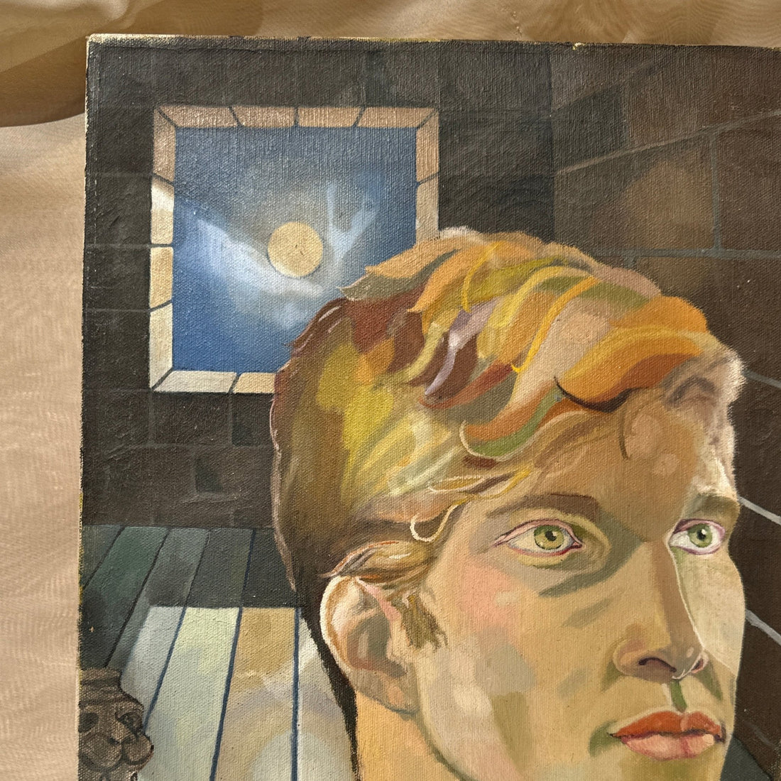 Postmodern Surrealist Pensive Man Painting - Monte Visión