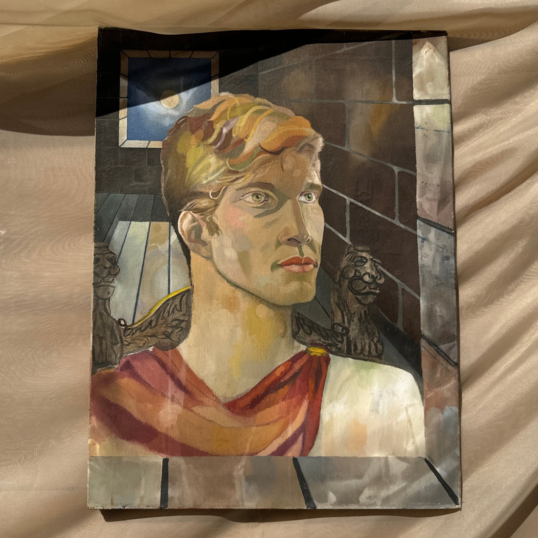 Postmodern Surrealist Pensive Man Painting - Monte Visión