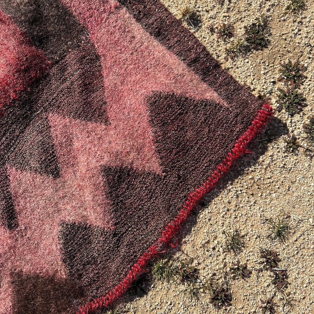 Vintage Andean Geometric Woven Pink & Brown Wall Decor Or Rug - Monte Visión