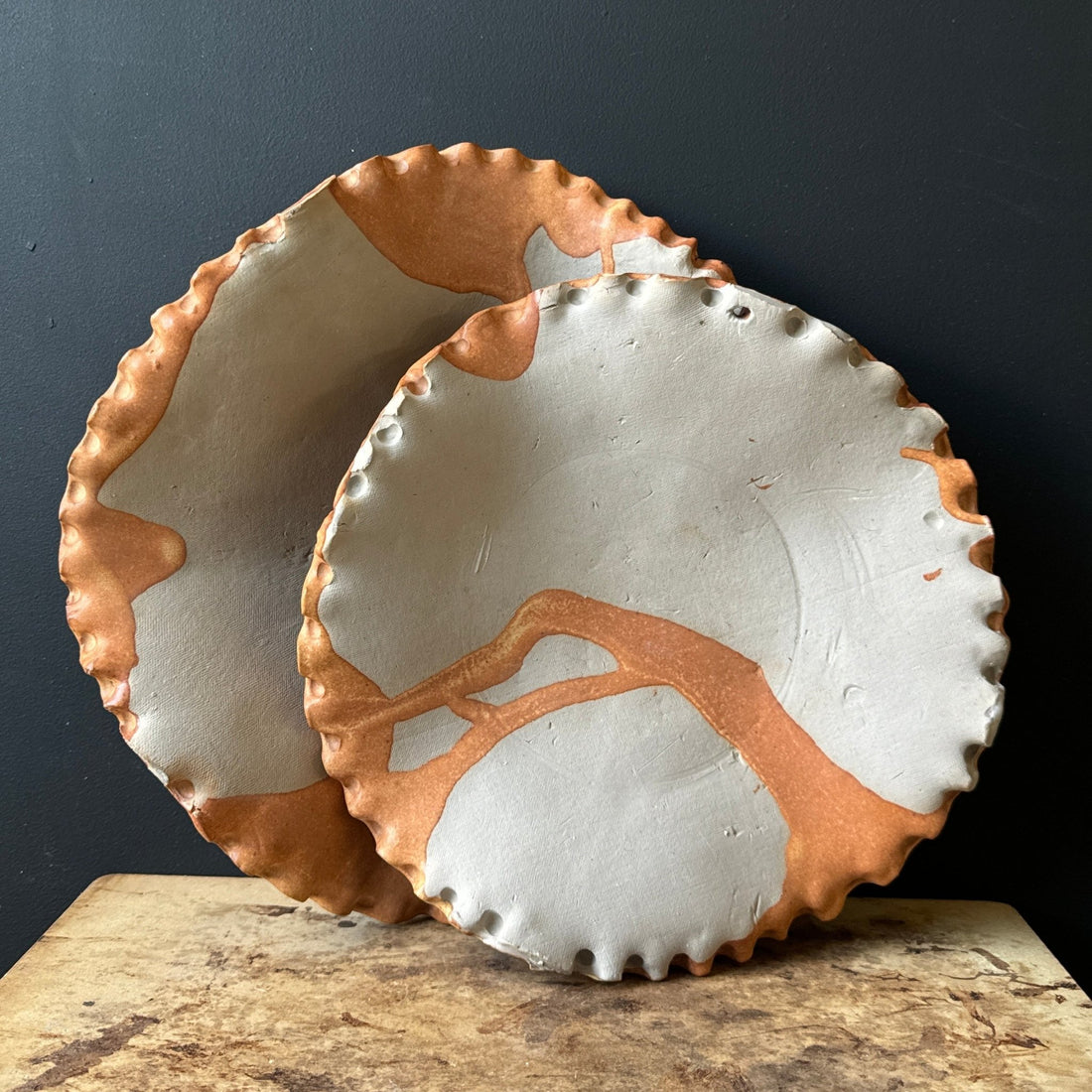 Vintage Artist-Made Crinkle Edge Catchalls- Set of 2 - Monte Visión