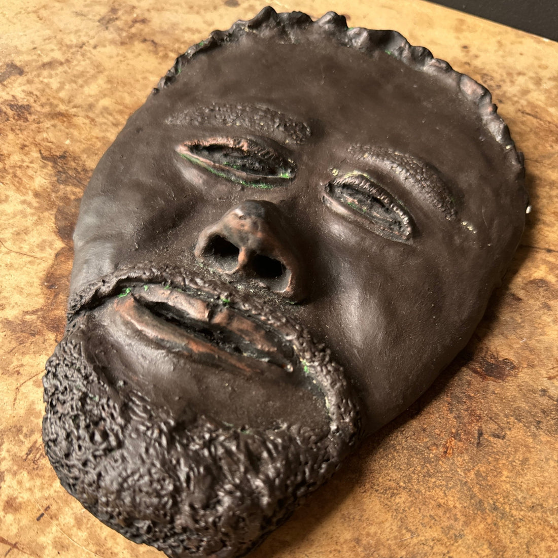 Vintage Artist- Made Plaster Man Face Wall Plaque #2 - Monte Visión