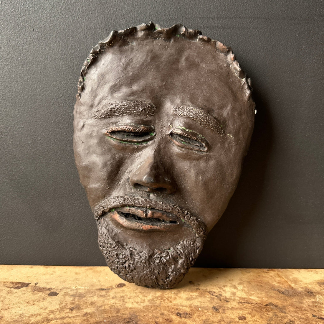 Vintage Artist- Made Plaster Man Face Wall Plaque #2 - Monte Visión