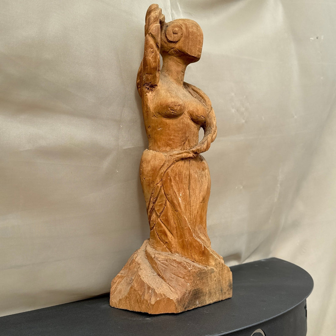 Vintage Artist-Made Wood Futurist Female Sculpture - Monte Visión