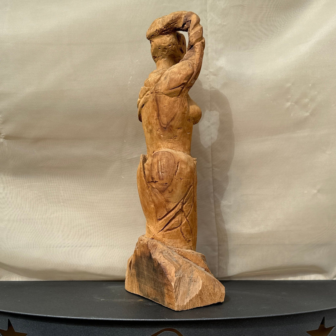 Vintage Artist-Made Wood Futurist Female Sculpture - Monte Visión