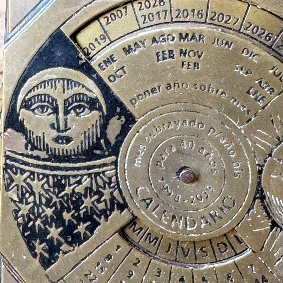 Vintage Brass & Wood Perpetual Calendar - Monte Visión