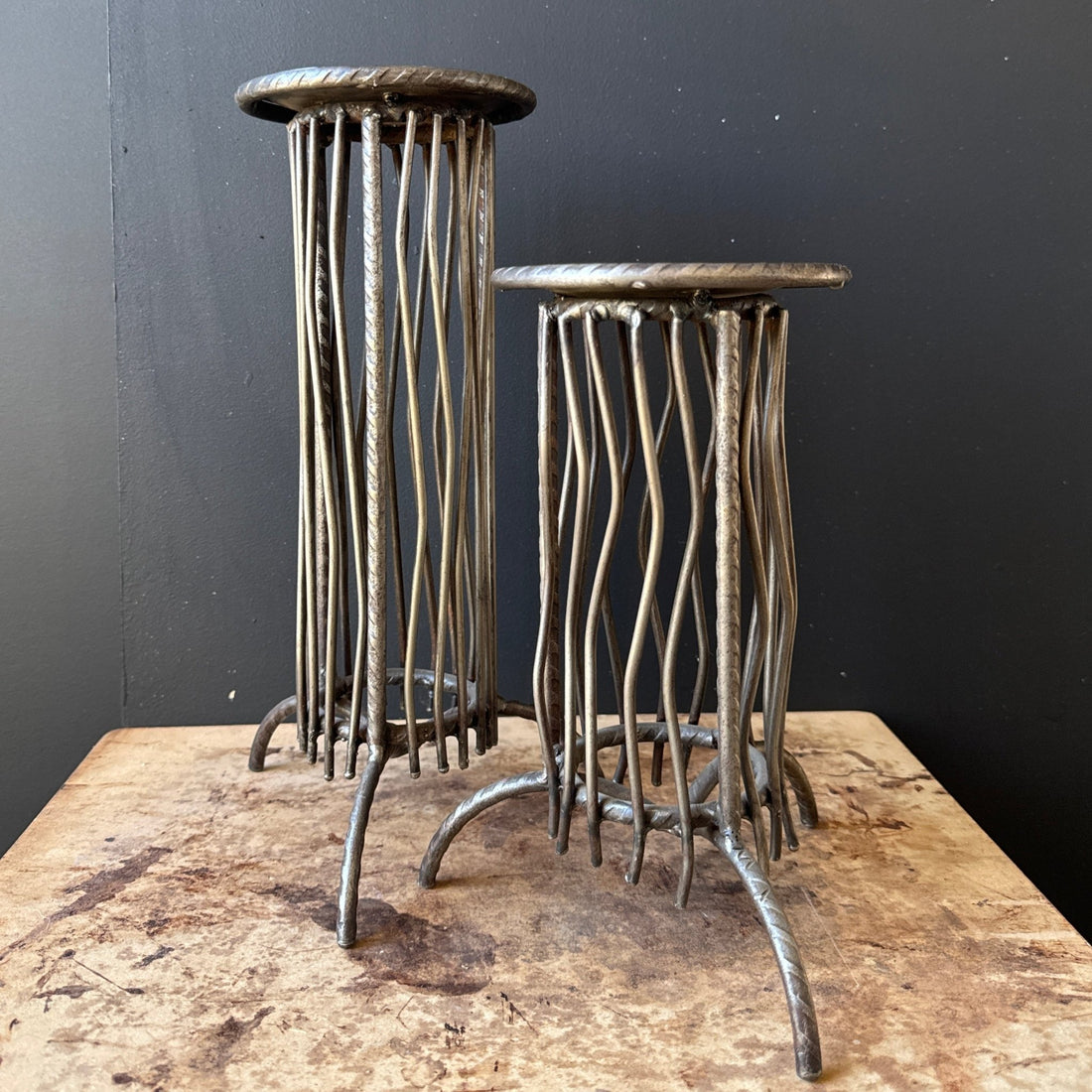 Vintage Chunky Rebar & Metal Candlesticks- Set of 2 - Monte Visión