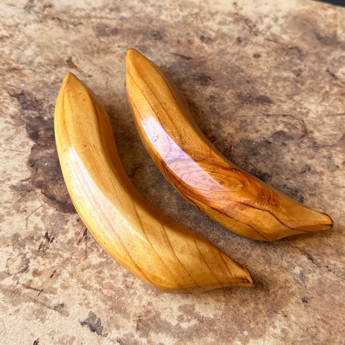 Vintage Hand-Made Wood Bananas- Set of 2 - Monte Visión