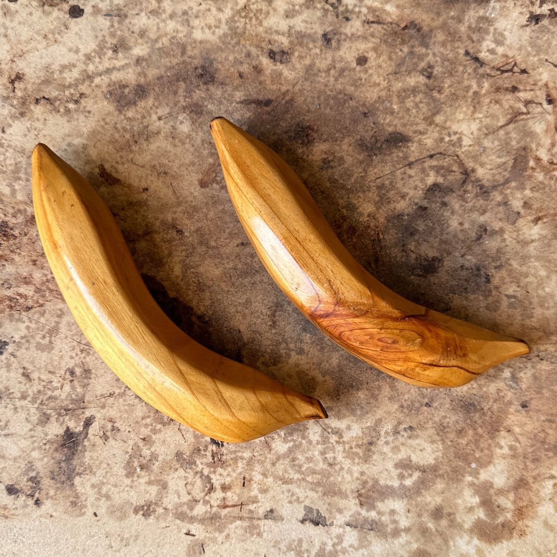 Vintage Hand-Made Wood Bananas- Set of 2 - Monte Visión