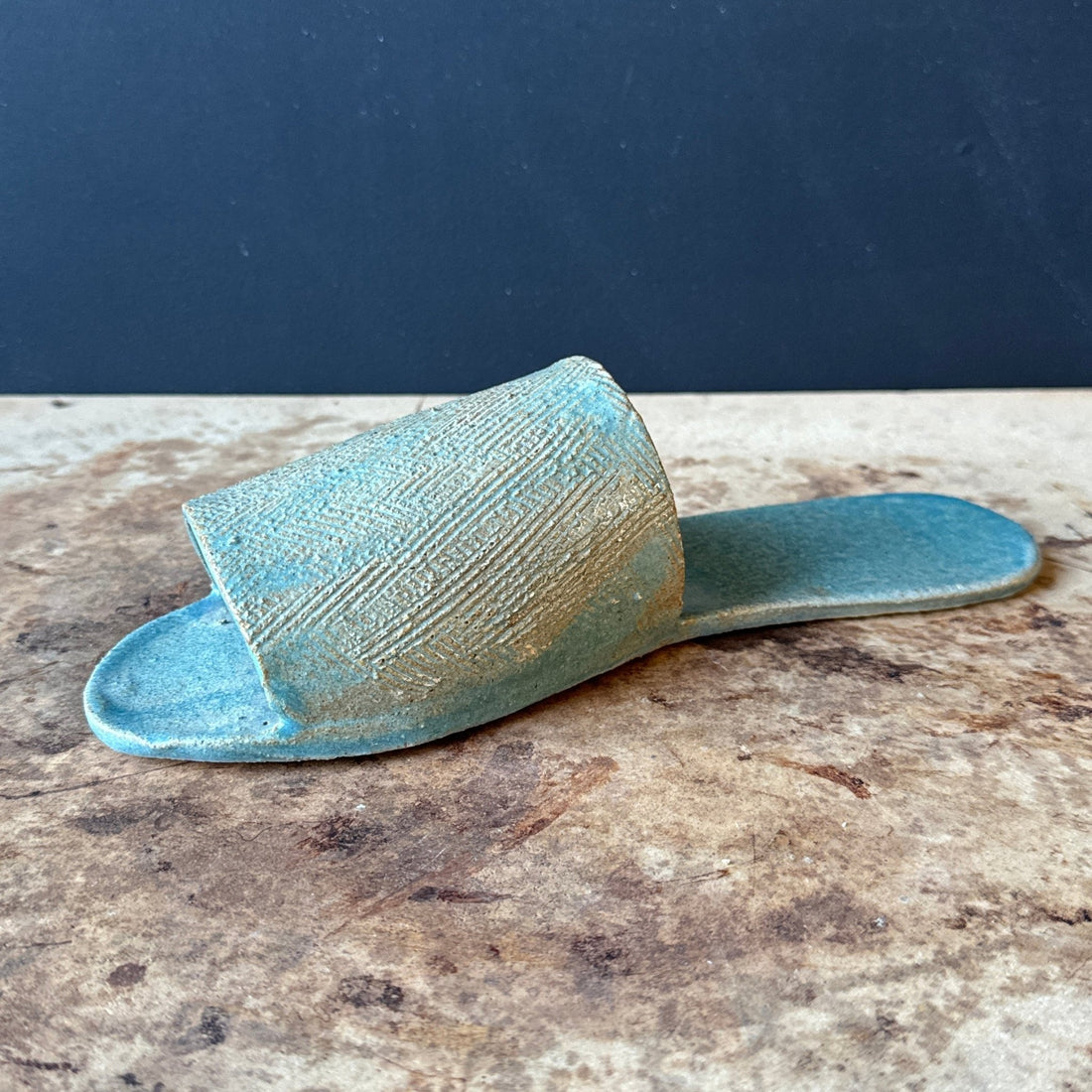 Vintage Light Blue Artist Made Ceramic Sandal - Monte Visión