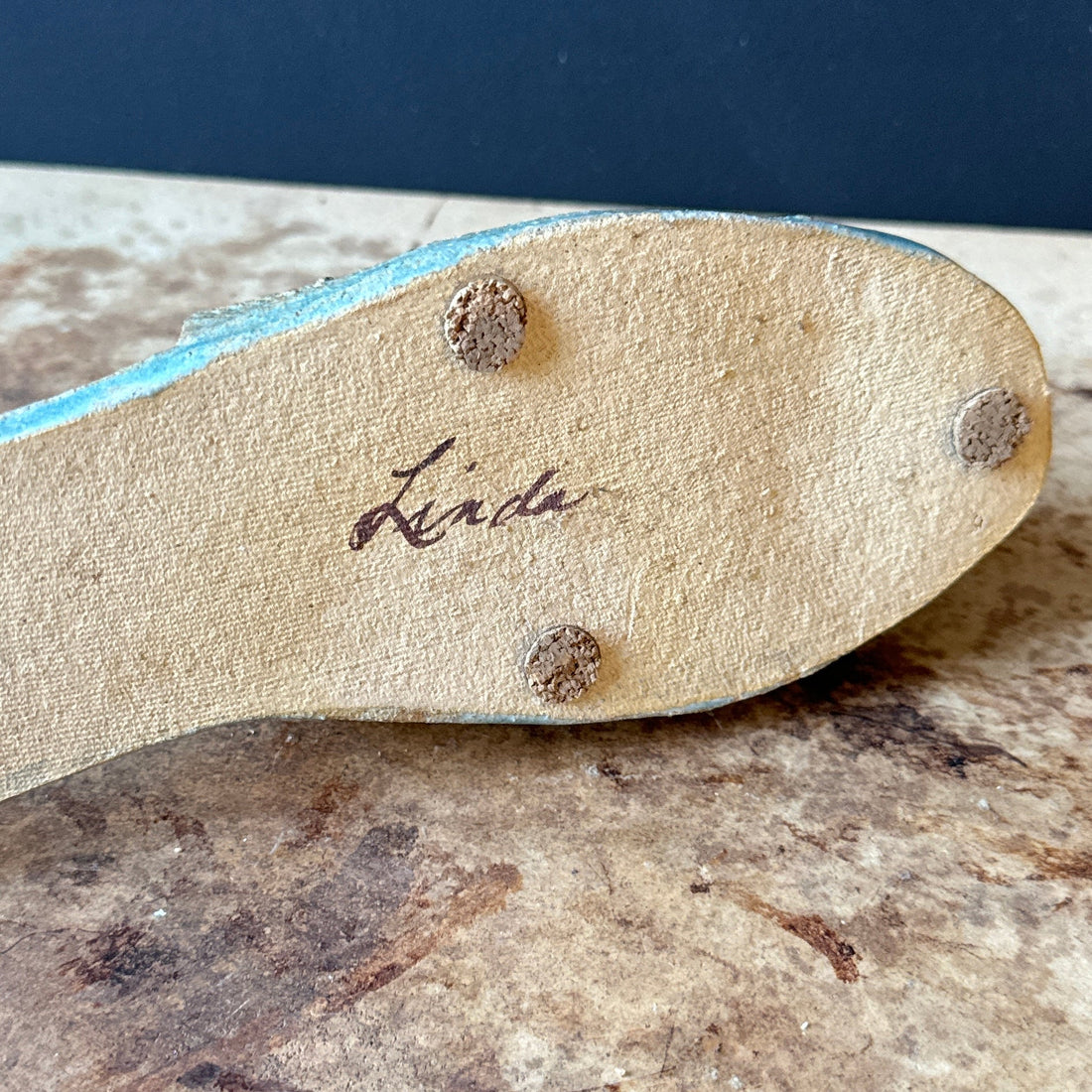 Vintage Light Blue Artist Made Ceramic Sandal - Monte Visión