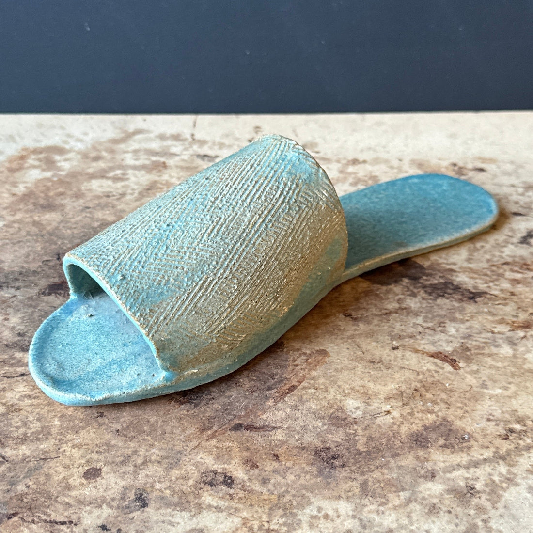Vintage Light Blue Artist Made Ceramic Sandal - Monte Visión