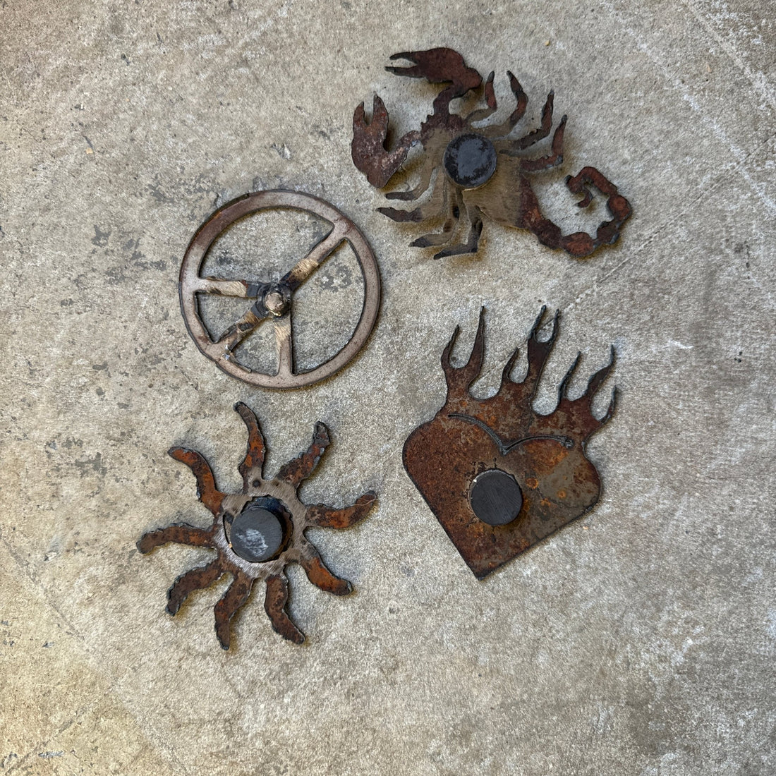 Vintage Metal Torch-Cut Southwest Magnets- Set of 4 - Monte Visión