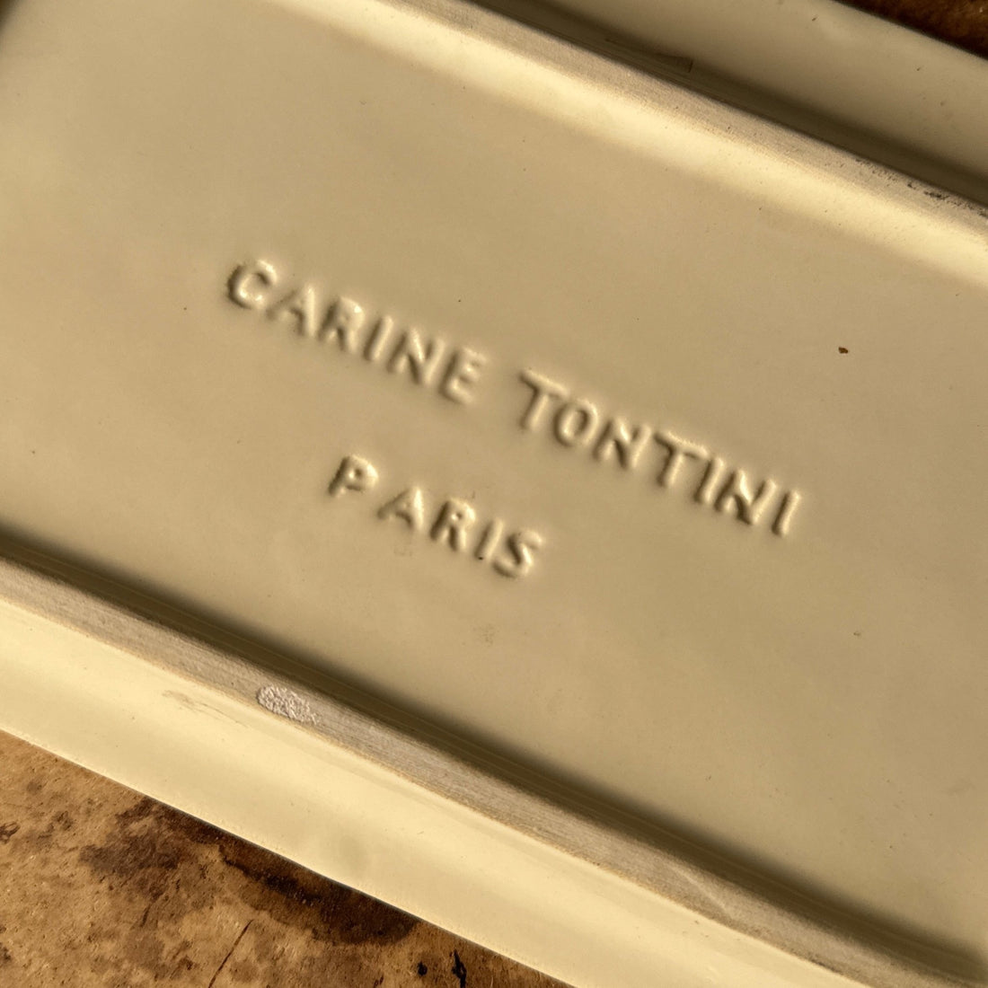 Vintage Off-White Ceramic Rolling Tray Catchall - Monte Visión