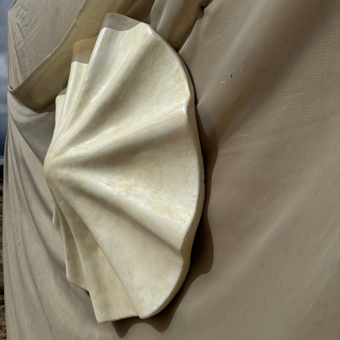 Vintage Oversized Scalloped Plaster Wall Art - Monte Visión