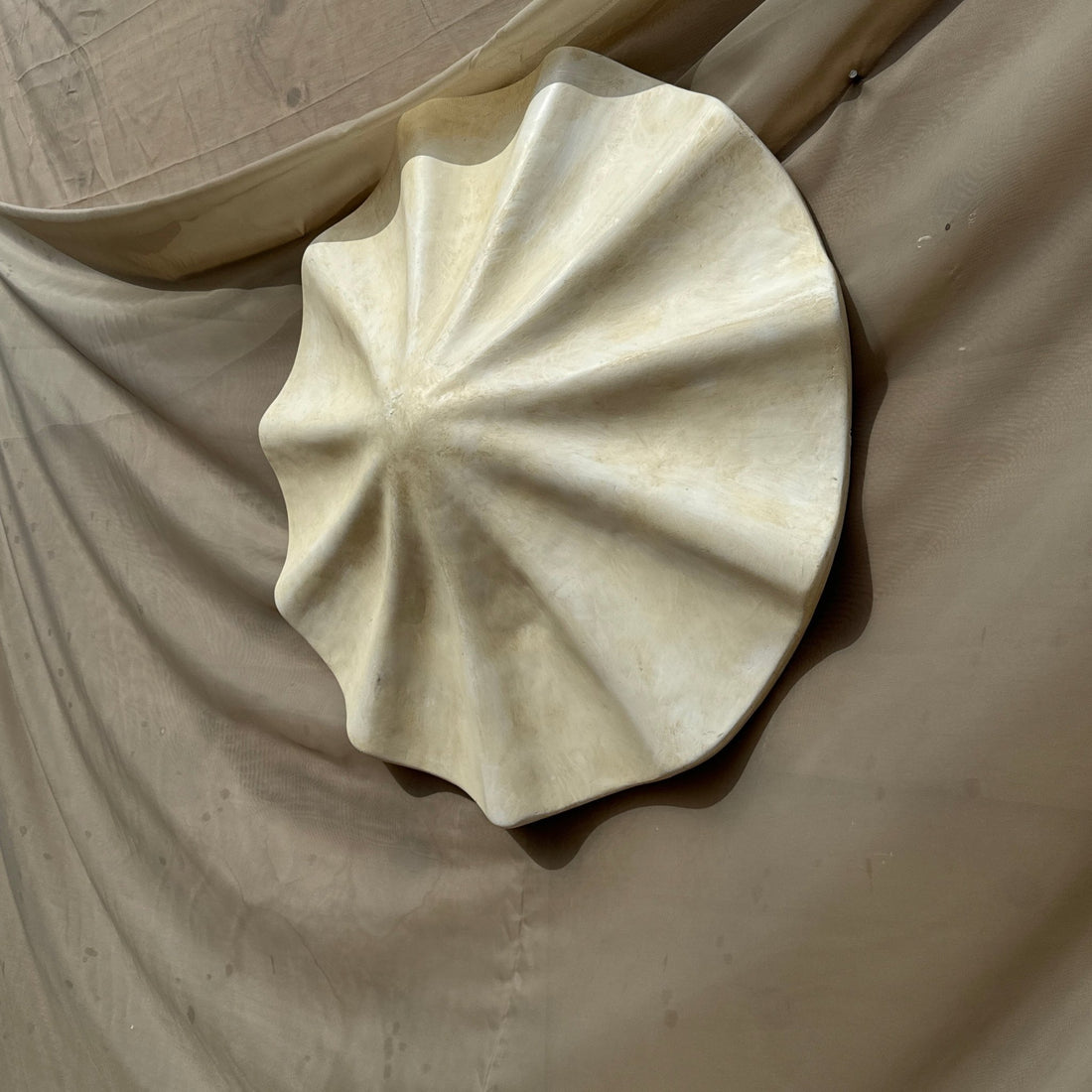 Vintage Oversized Scalloped Plaster Wall Art - Monte Visión