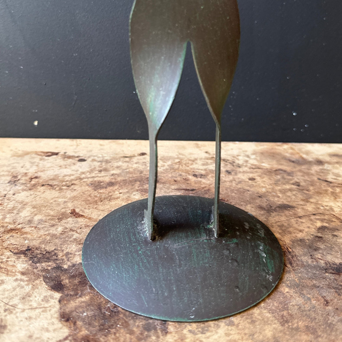 Vintage Postmodern Metal Weightlifter Double Candlestick - Monte Visión