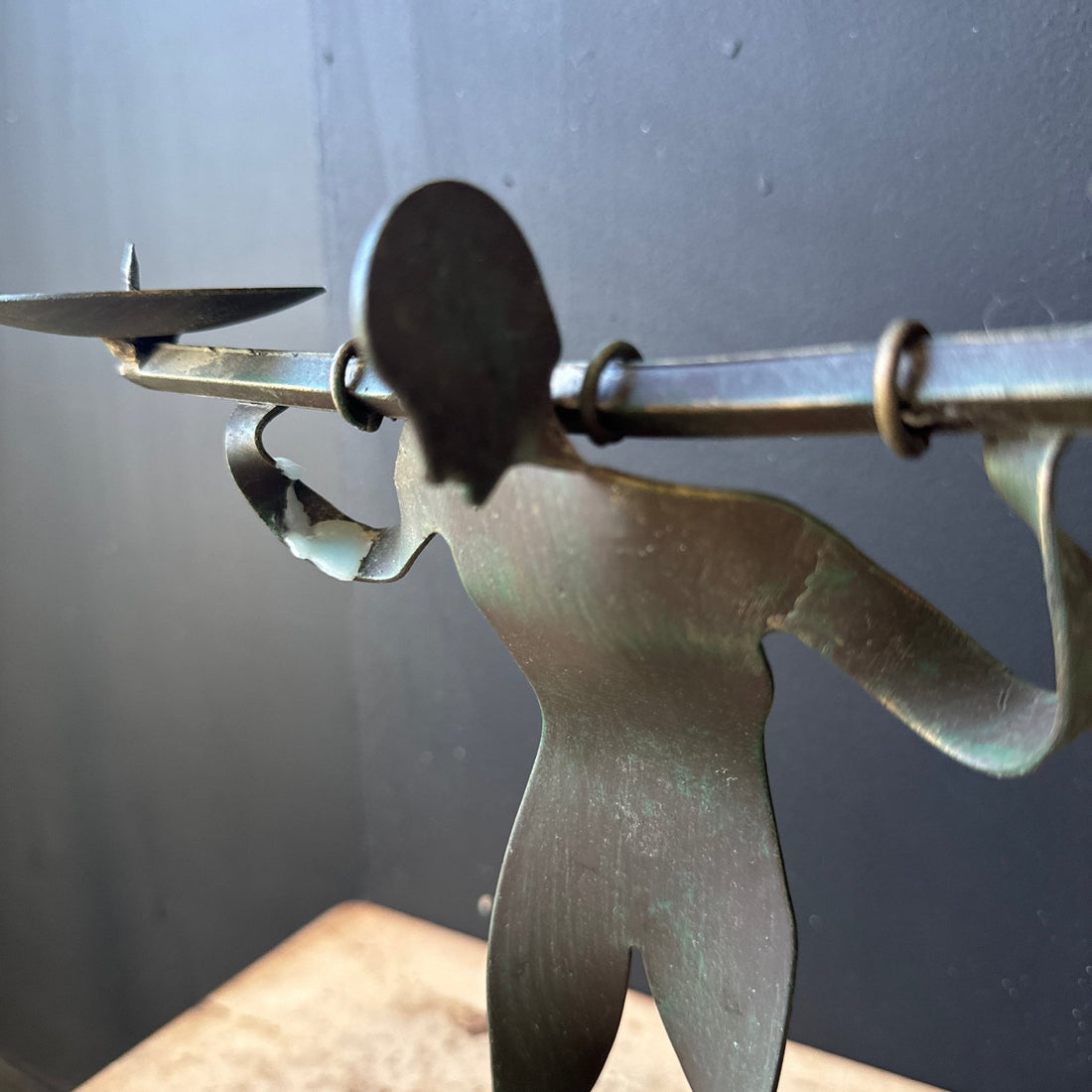 Vintage Postmodern Metal Weightlifter Double Candlestick - Monte Visión