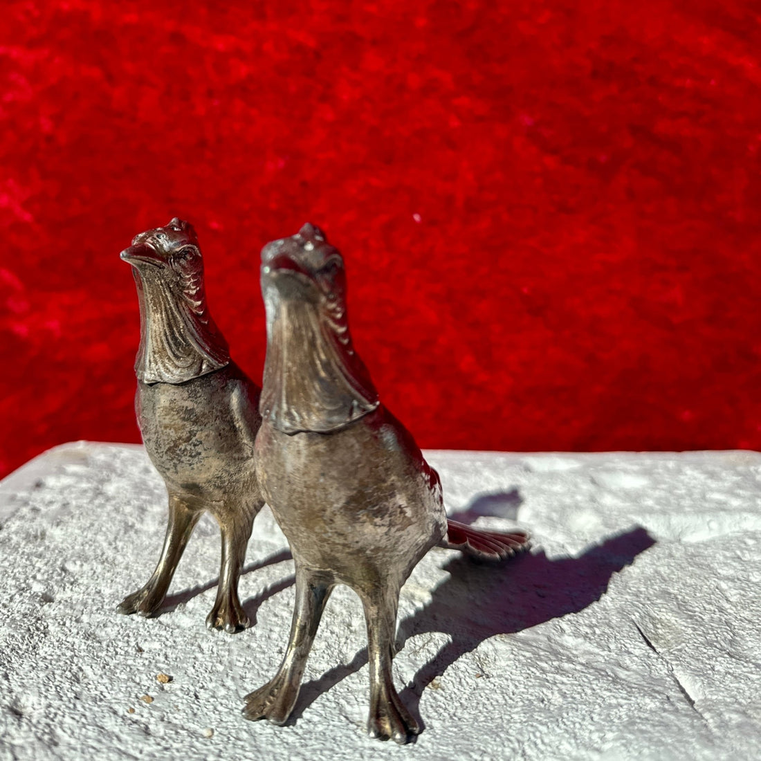Vintage Solid Pewter Roadrunner Salt & Pepper Shakers - Monte Visión