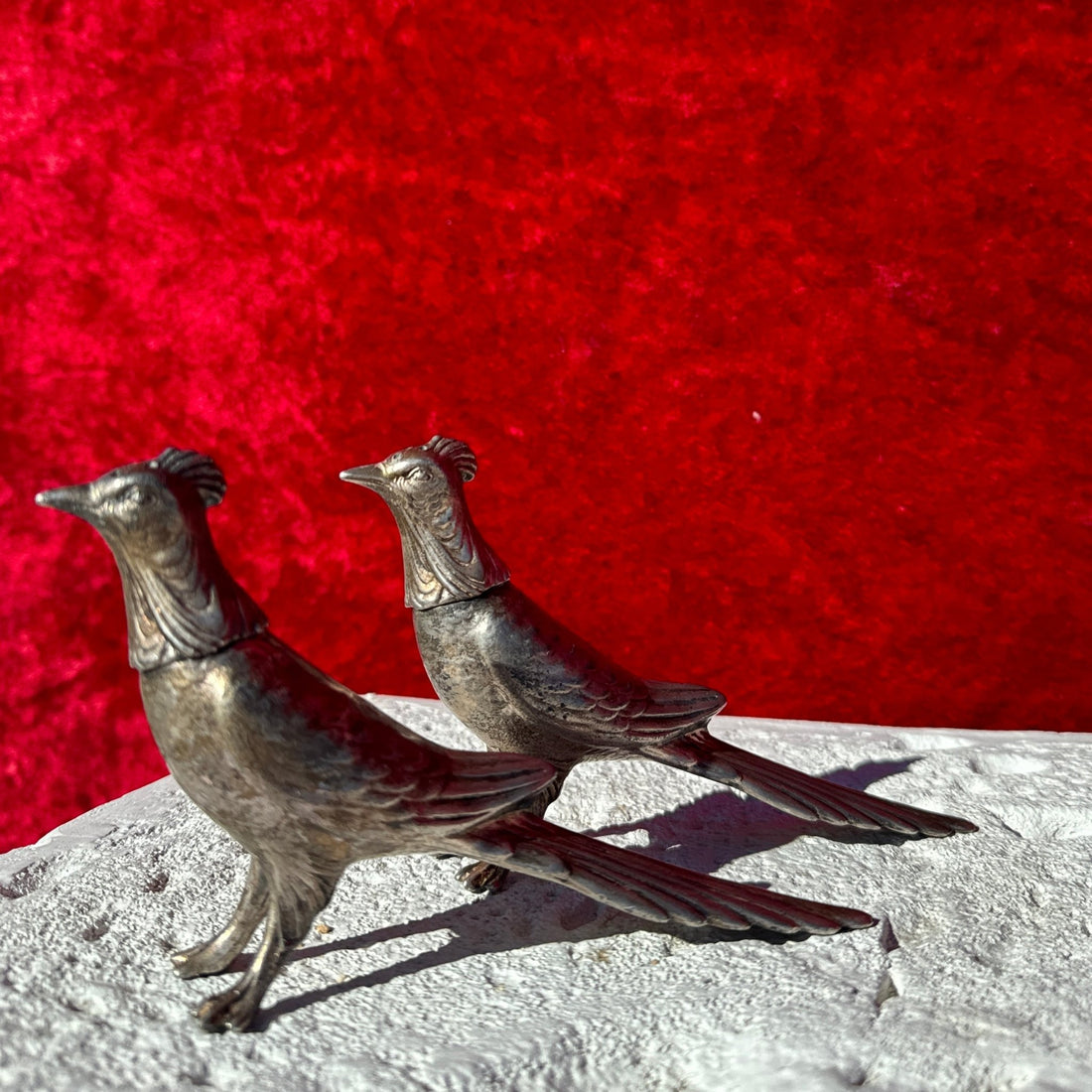 Vintage Solid Pewter Roadrunner Salt & Pepper Shakers - Monte Visión