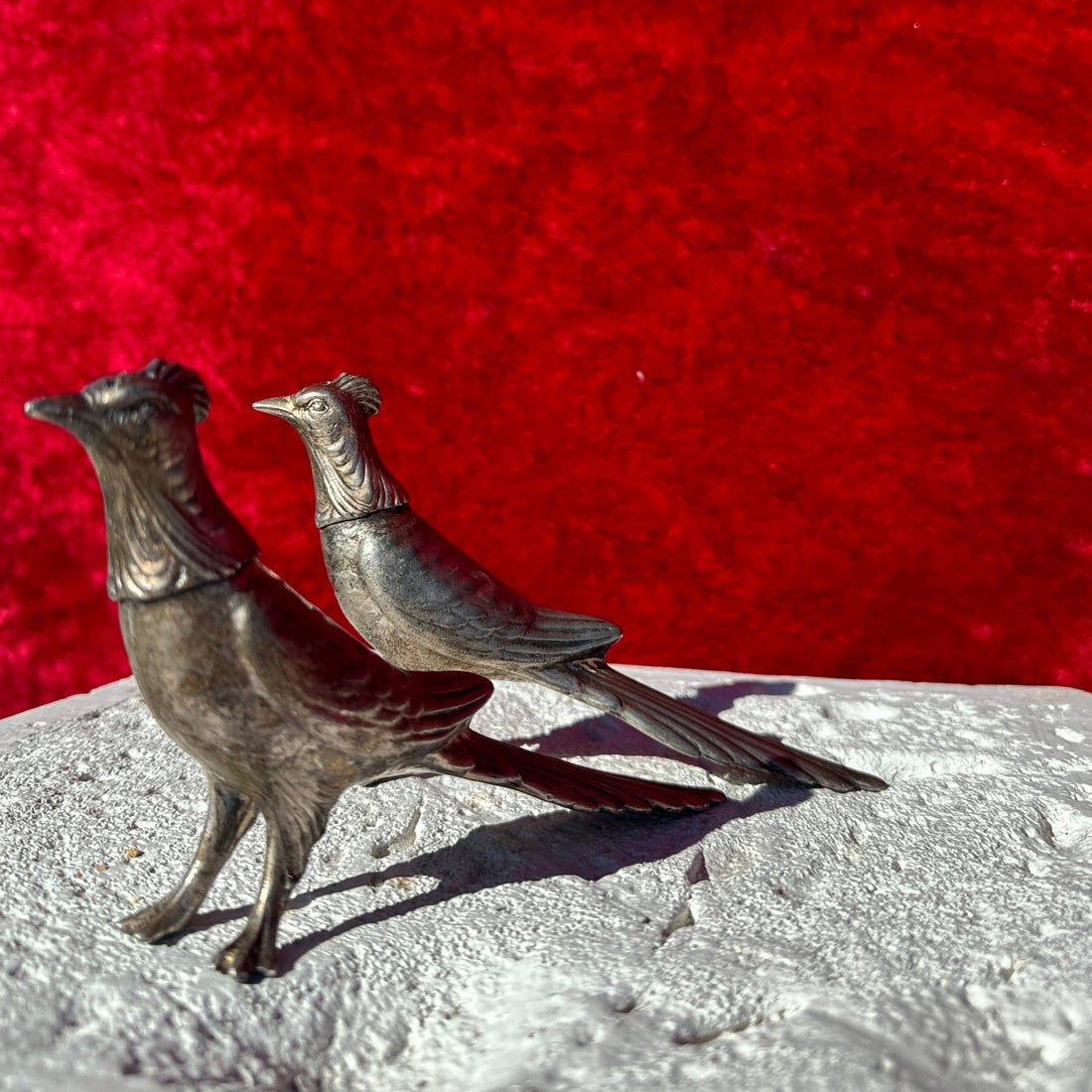 Vintage Solid Pewter Roadrunner Salt & Pepper Shakers - Monte Visión