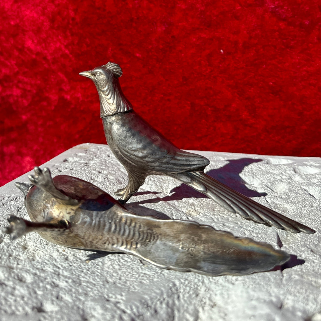 Vintage Solid Pewter Roadrunner Salt & Pepper Shakers - Monte Visión