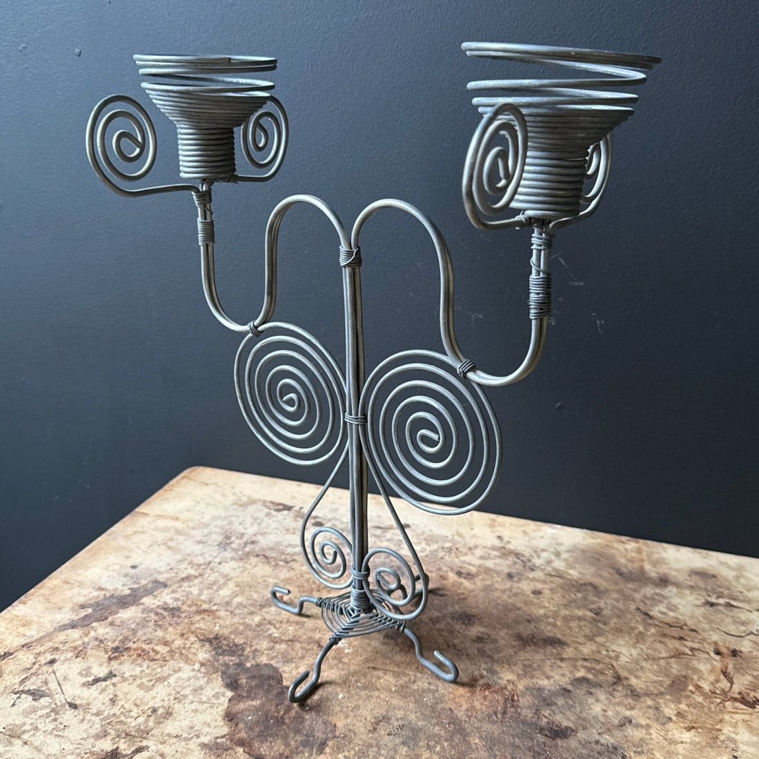 Vintage Spiral Wire Double Candlestick - Monte Visión