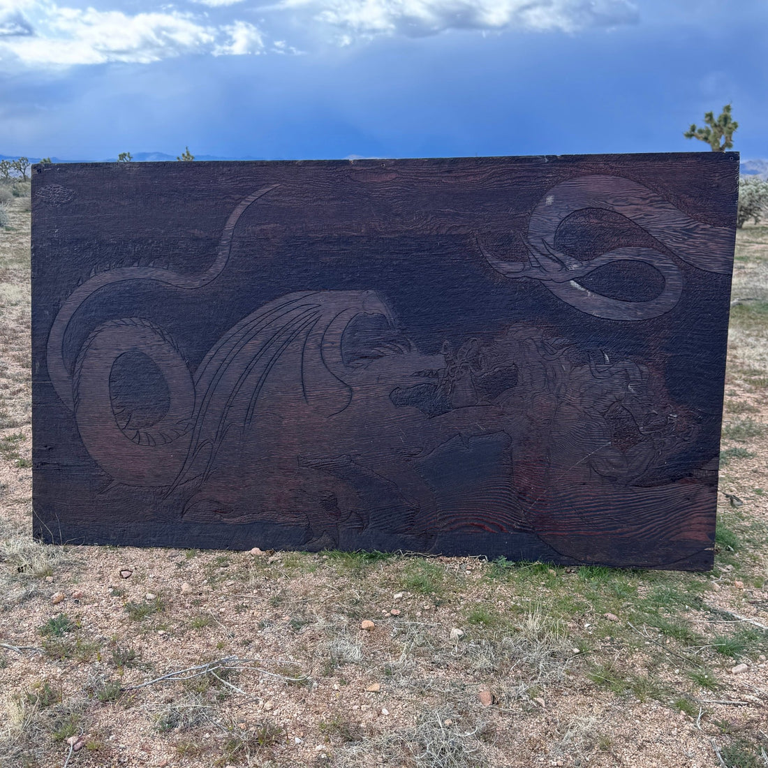 1980's Carved Plywood Dragon Art Panel - Monte Visión