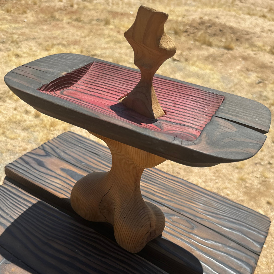 Artist-Made Carved Suspended Footed Dish - Monte Visión