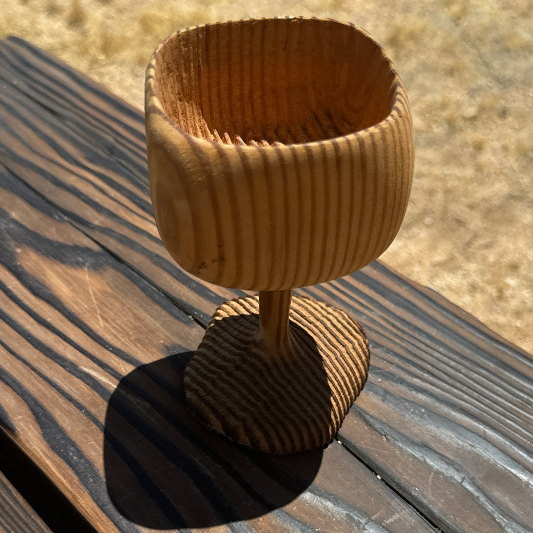 Artist-Made Carved Wood Goblet - Monte Visión