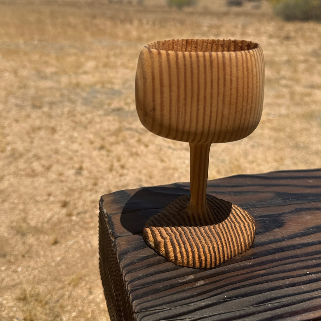 Artist-Made Carved Wood Goblet - Monte Visión