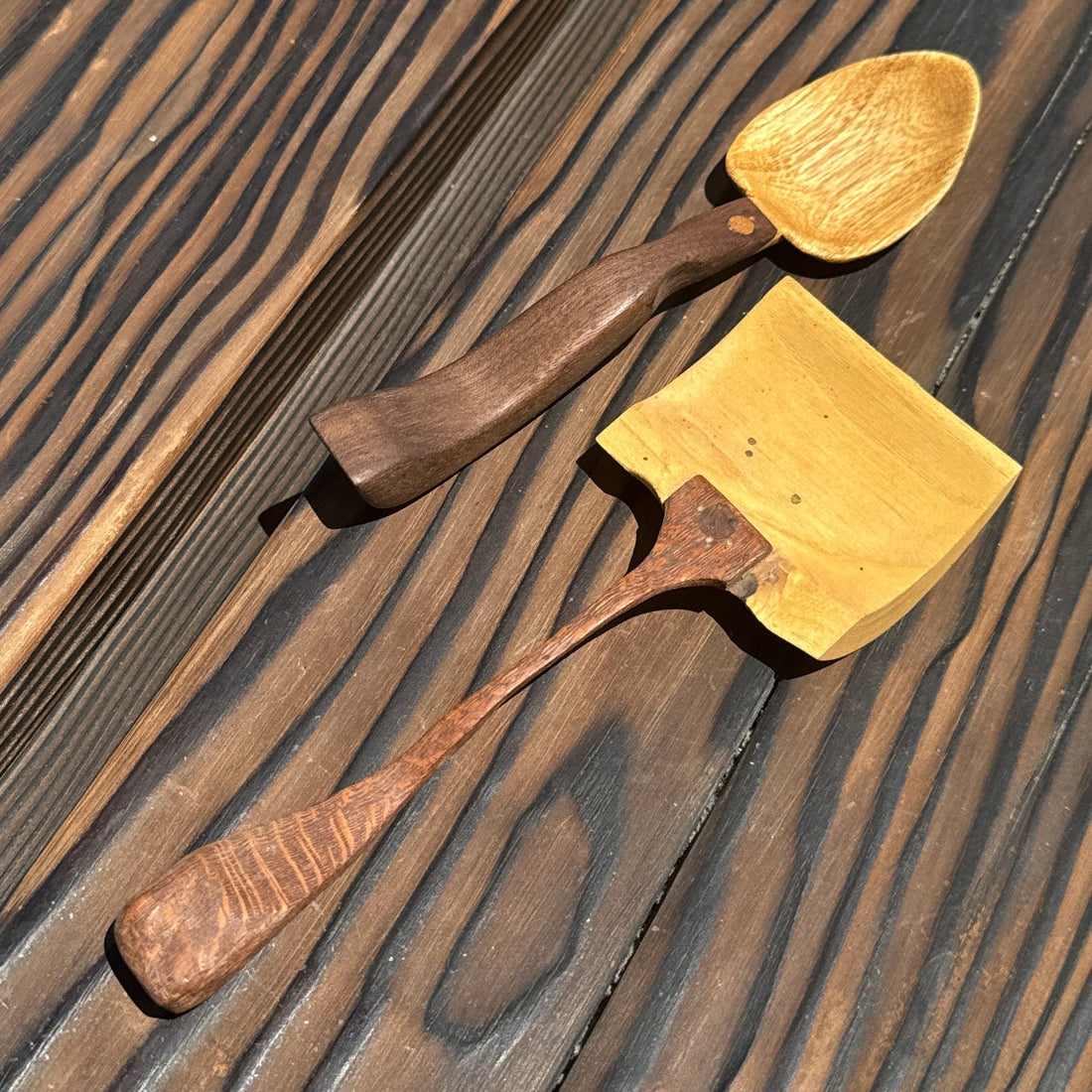 Artist-Made Carved Wood Shovel & Spoon - Monte Visión